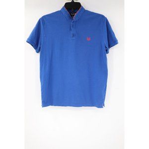 The Kooples Sport Mens Small Short Sleeve Adjusted Fitted Band Collar Shirt Blue